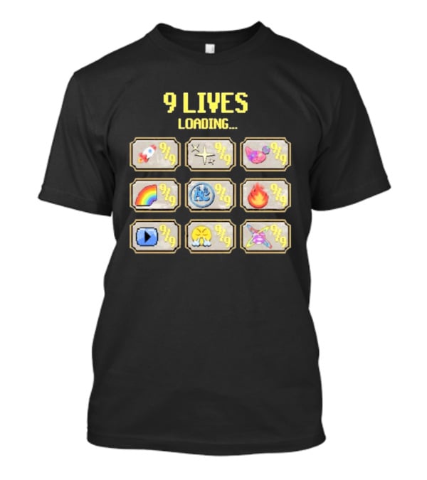 9 Lives Loading Rocket Cat Rainbow Fire Emoji Symbols Cvtscape Alleycvt T-Shirt