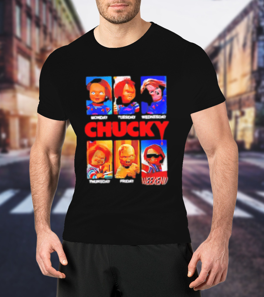 Child's Play Chucky Monday To Weekend Expressions T-Shirt