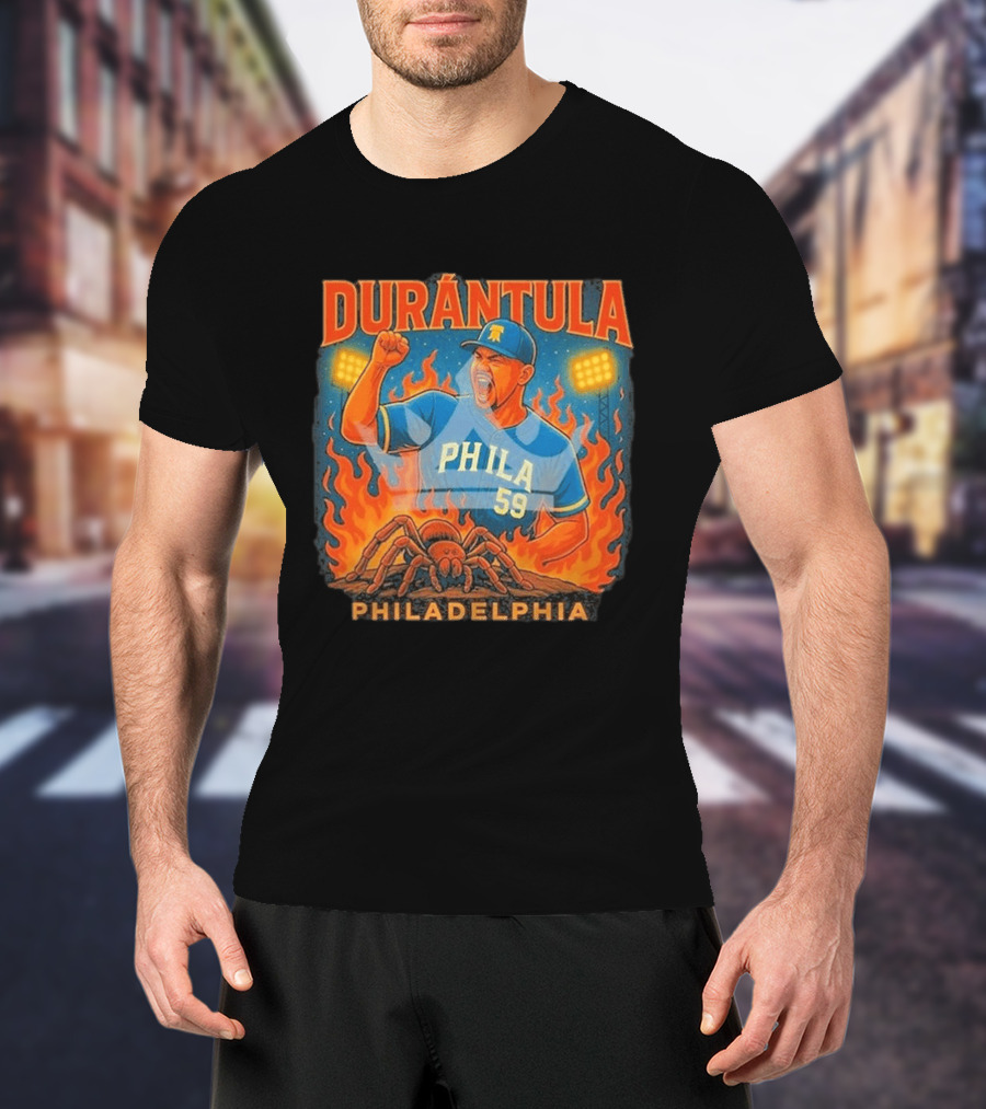 Durantula Philadelphia Phila 59 Baseball Flames Spider T-Shirt