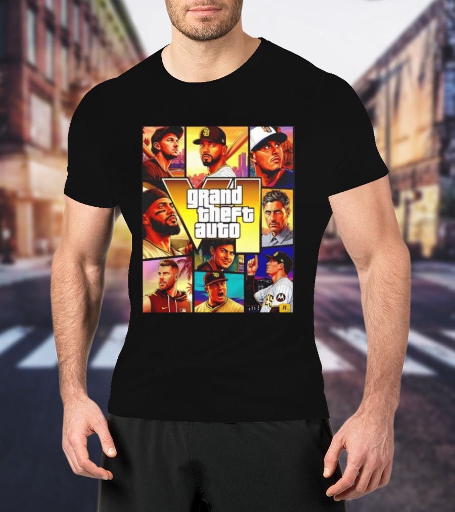 San Diego Padres Grand Theft Auto V Collage Players Team Portraits T-Shirt