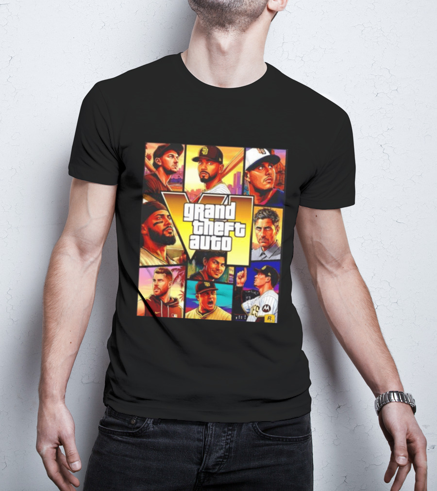 San Diego Padres Grand Theft Auto V Collage Players Team Portraits T-Shirt