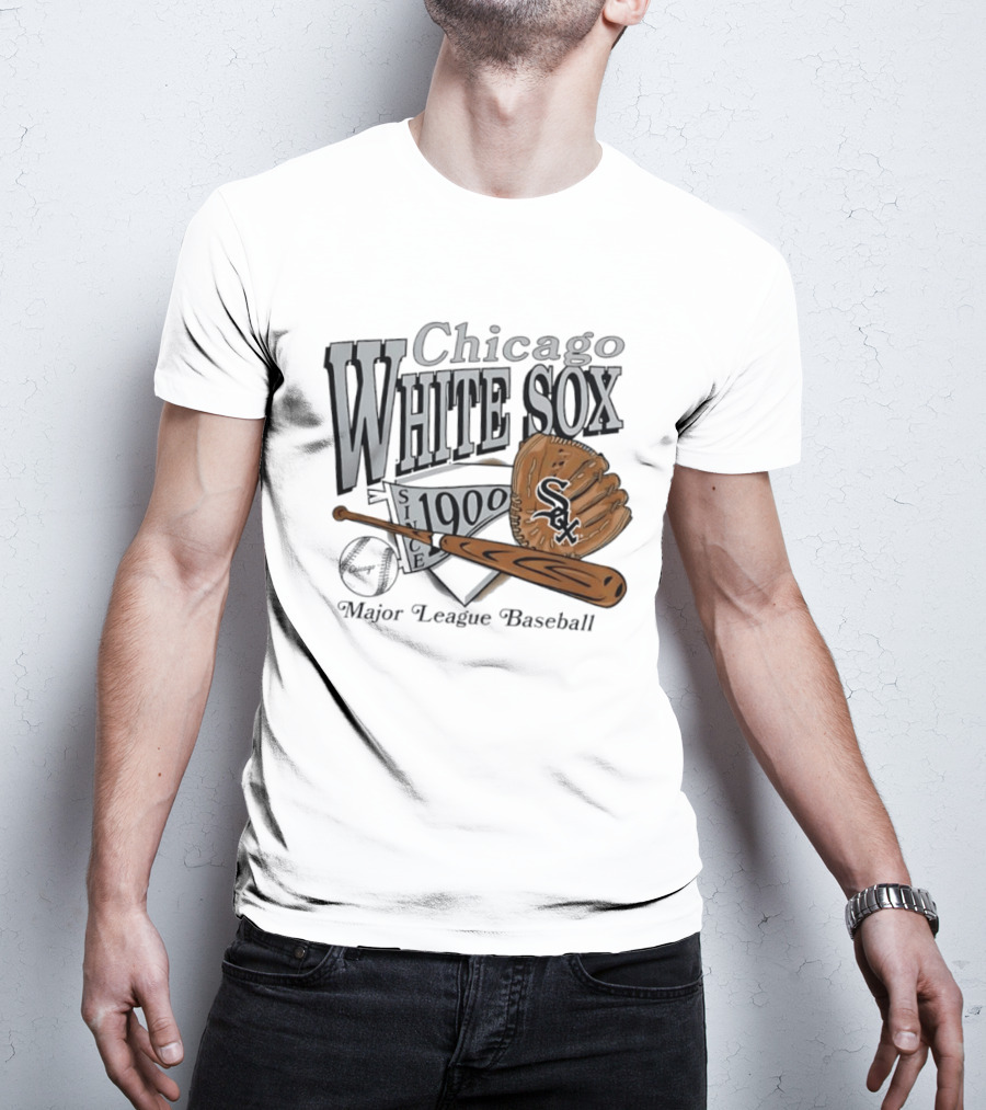 Chicago White Sox Since 1900 Major League Baseball Vintage Style Glove And Bat T-Shirt