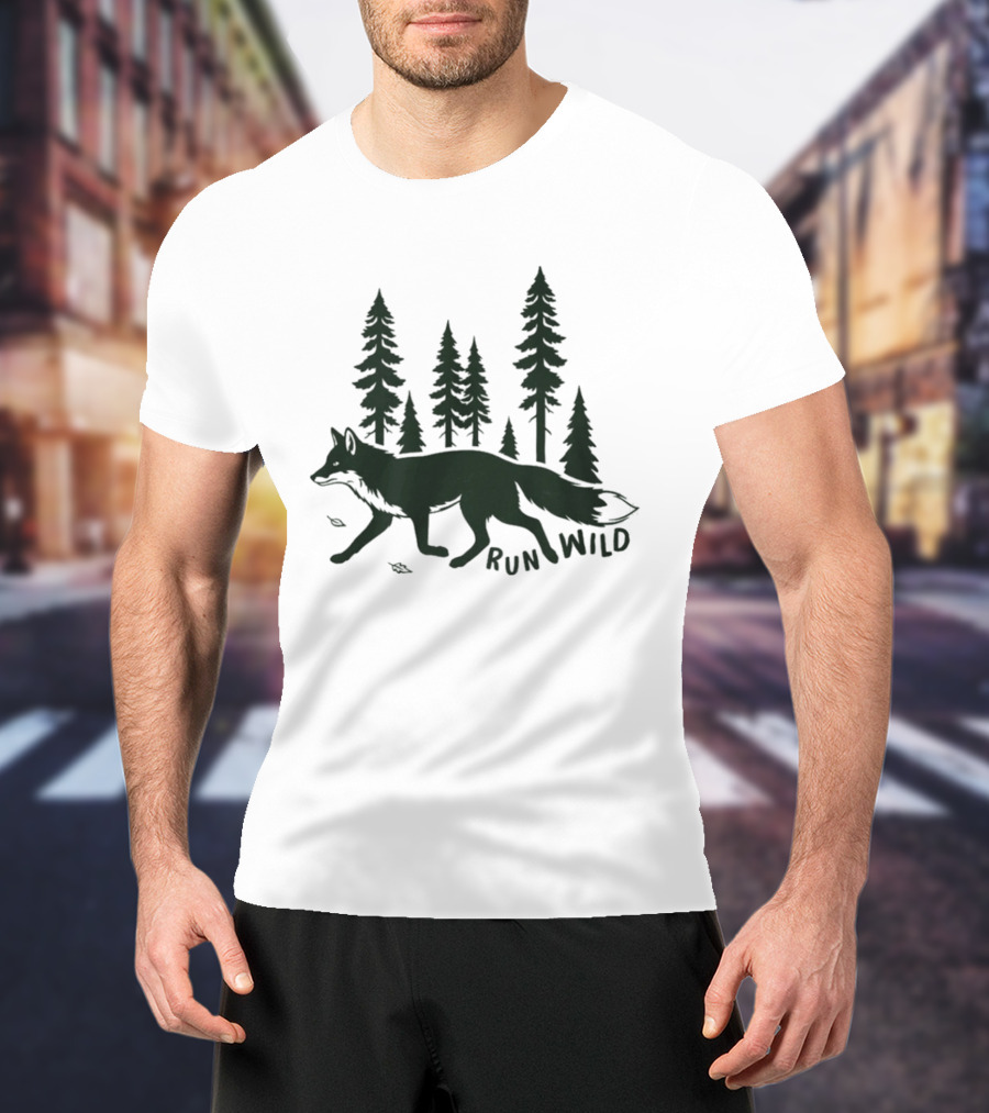 Run Wild Audubon 2026 Fundraiser Fox And Pine Trees T-Shirt
