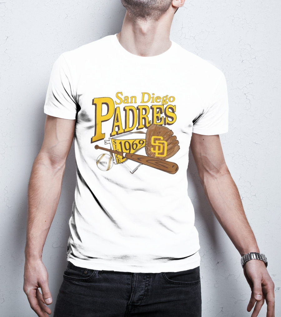 San Diego Padres Baseball Glove Bat Ball Since 1969 T-Shirt