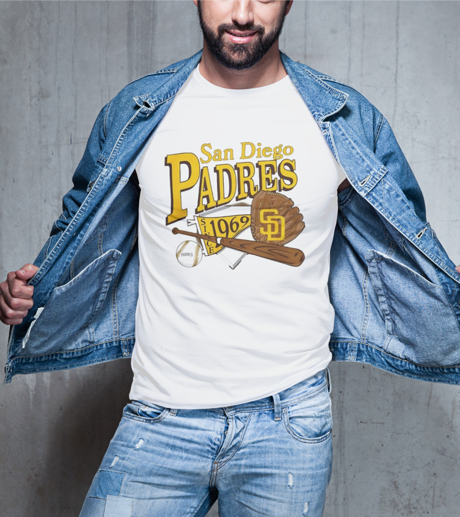San Diego Padres Baseball Glove Bat Ball Since 1969 T-Shirt