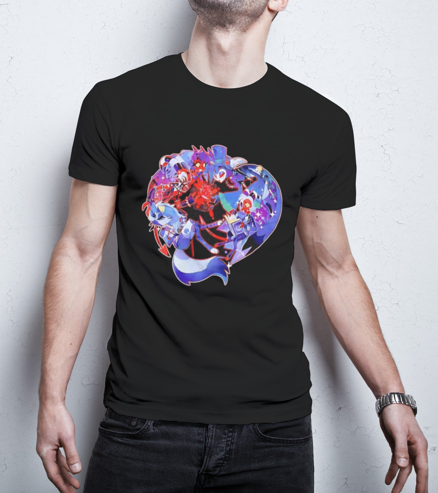 Blitzo Moxxie Millie Loona Stolas Helluva Boss Cast Crew Ensemble Vibrant Character Collage T-Shirt