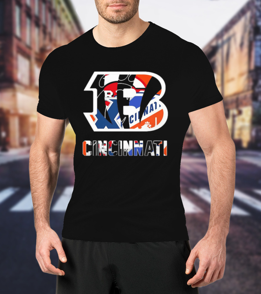 Cincinnati Bengals Reds Bearcats FC Musketeers Sports Logo Mashup T-Shirt
