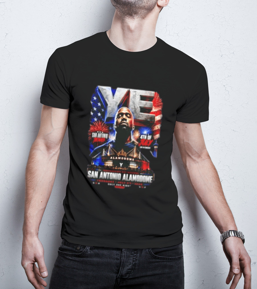 Kanye West Ye San Antonio Alamodome 4th Of July Concert Independence Day Fireworks Flag Stars T-Shirt