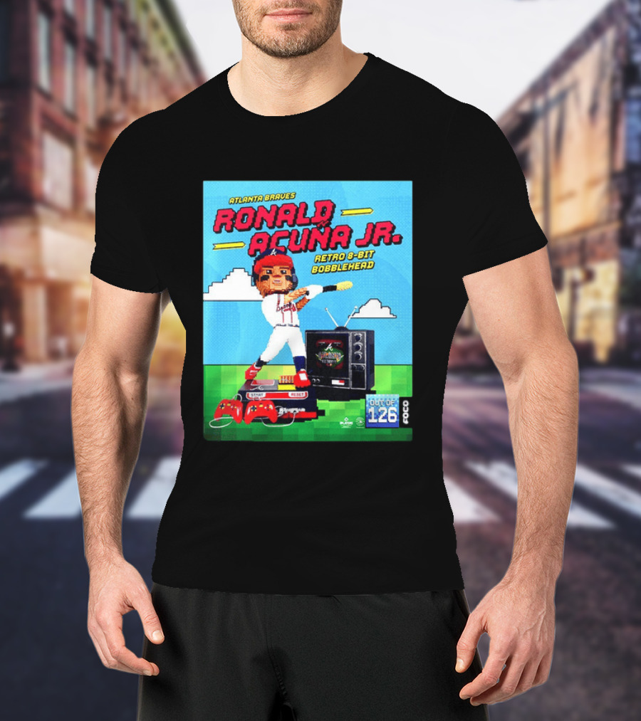 Atlanta Braves Ronald Acuna Jr. Retro 8 Bit Bobblehead Game Controller TV T-Shirt