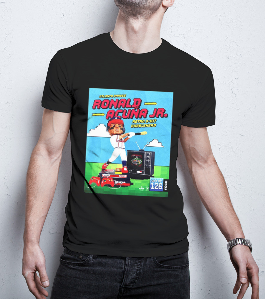Atlanta Braves Ronald Acuna Jr. Retro 8 Bit Bobblehead Game Controller TV T-Shirt