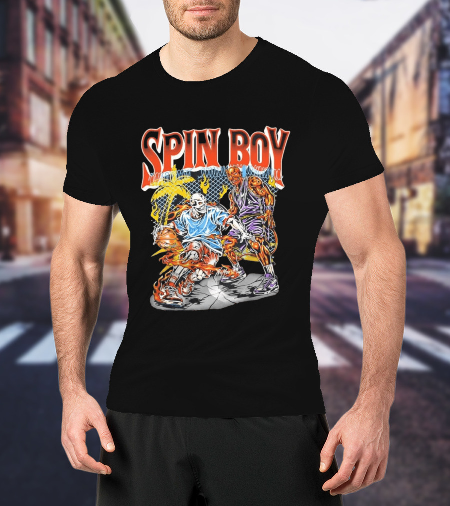Nomouth Spin Boy Flaming Basketball Streetwear T-Shirt