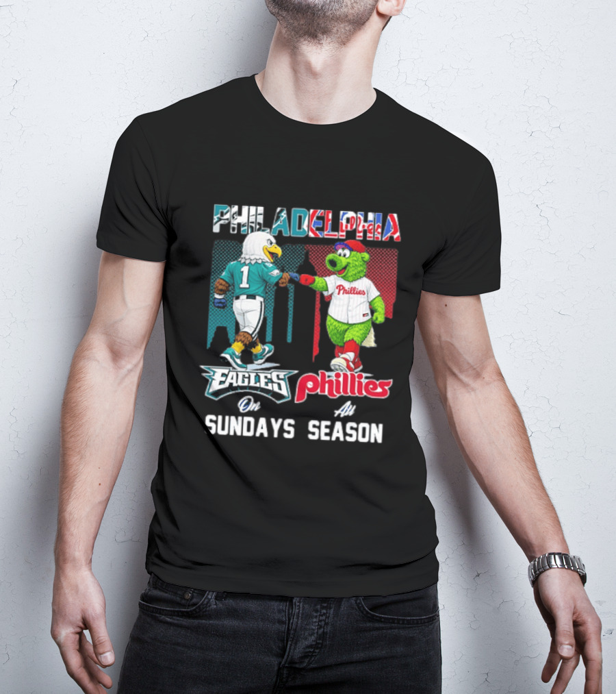 Philadelphia Eagles Phillies Fist Bump Sundays At Season T-Shirt