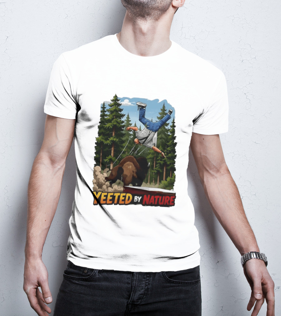Bison Tossing Tourist Adventure Yeeted By Nature Comedy T-Shirt