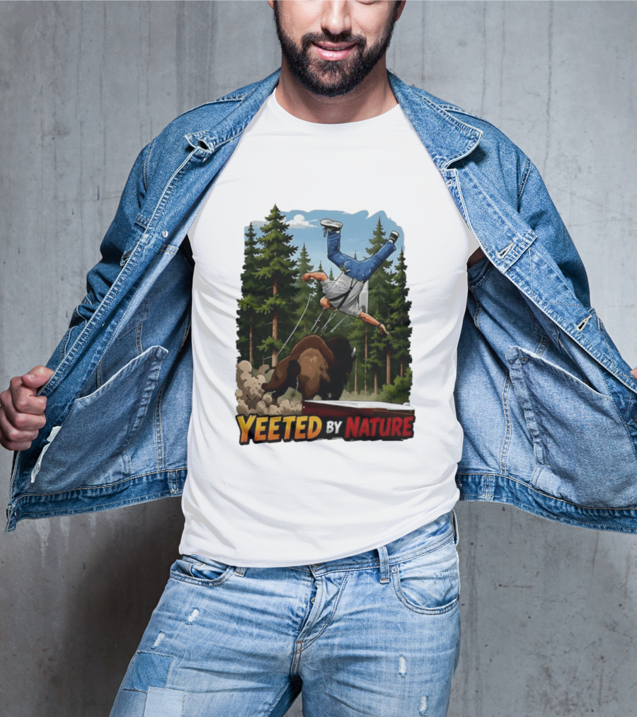 Bison Tossing Tourist Adventure Yeeted By Nature Comedy T-Shirt