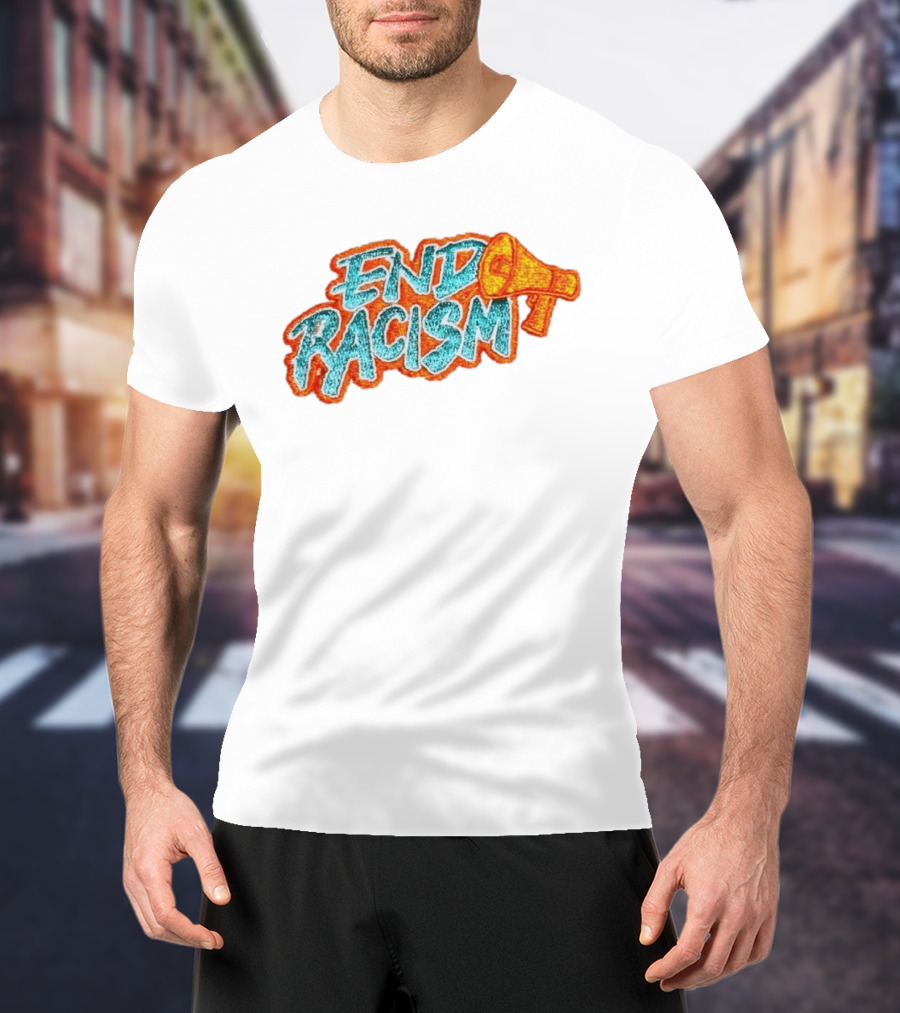 End Racism Embroidered Iron On Patch With Megaphone Applique T-Shirt