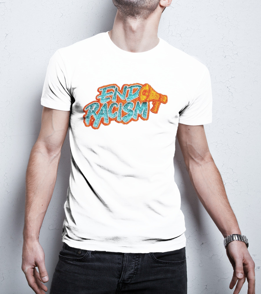 End Racism Embroidered Iron On Patch With Megaphone Applique T-Shirt