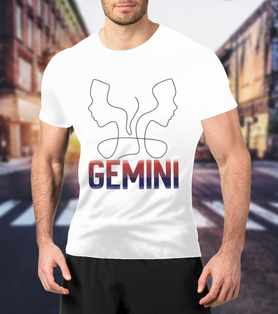 Gemini Zodiac Rainbow Outline LGBTQ Pride T-Shirt