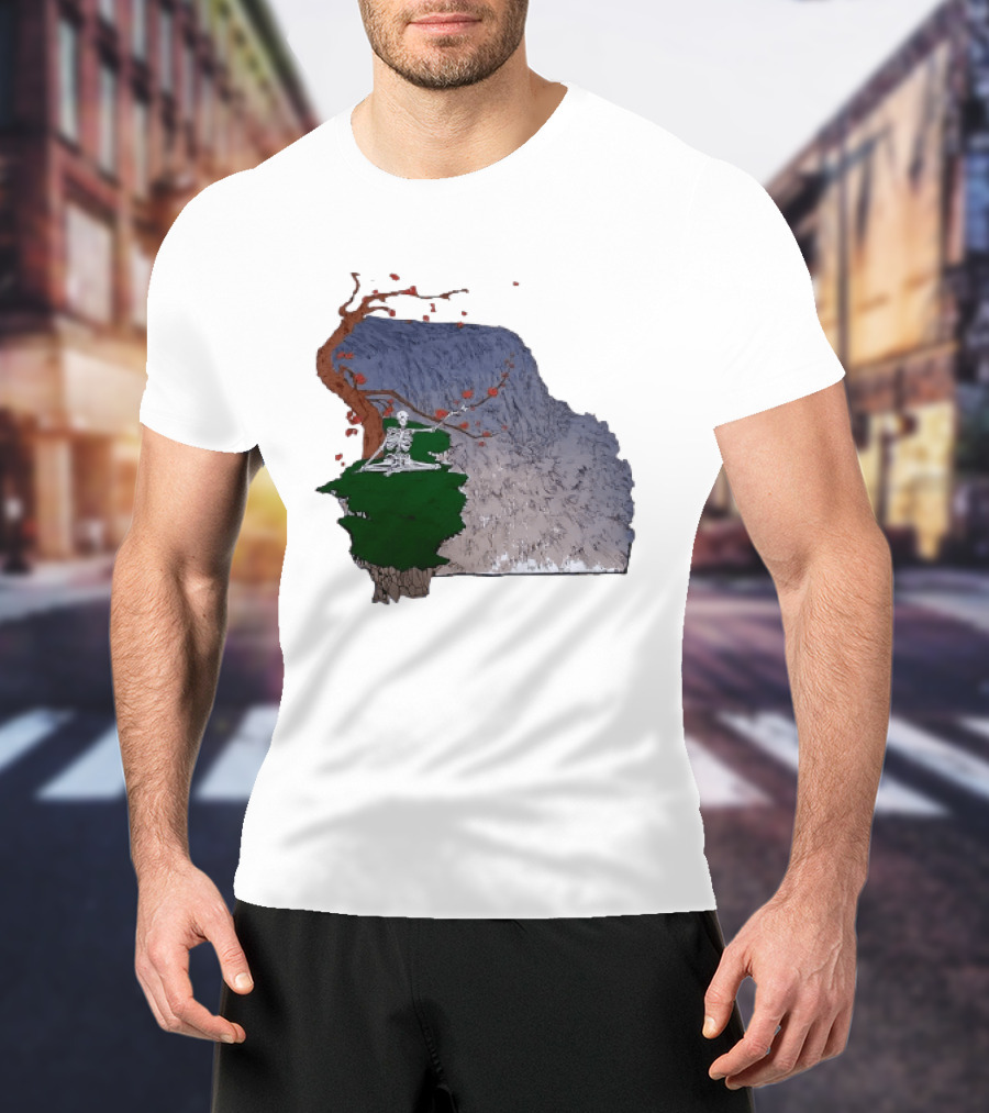 Grateful Dead Skeleton Meditating Under Flowering Tree T-Shirt