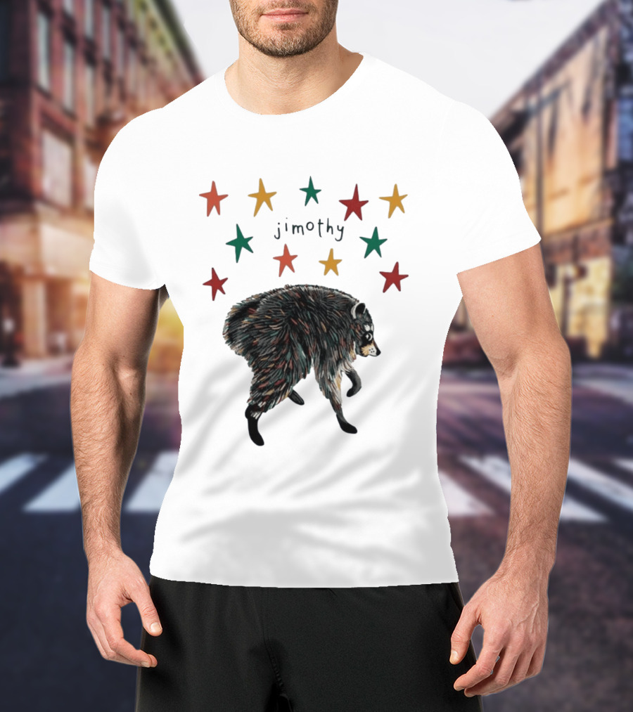 Jimothy Colorful Bear Stars Whimsical Animal T-Shirt