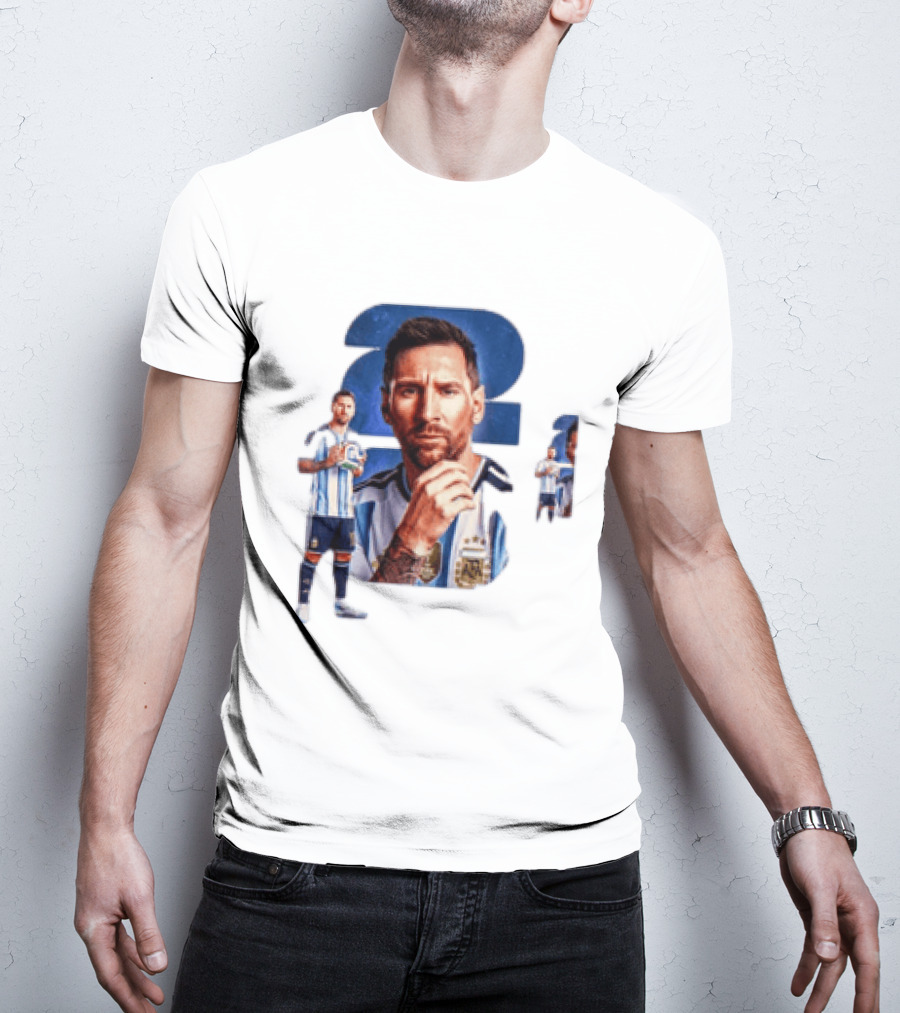 Lionel Messi Argentina Jersey 2023 FIFA World Cup Champion Collage T-Shirt