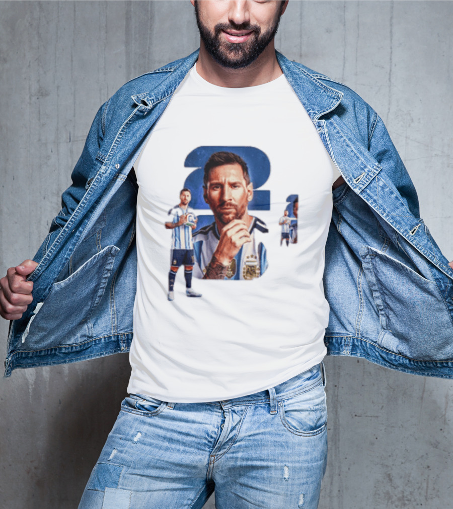 Lionel Messi Argentina Jersey 2023 FIFA World Cup Champion Collage T-Shirt
