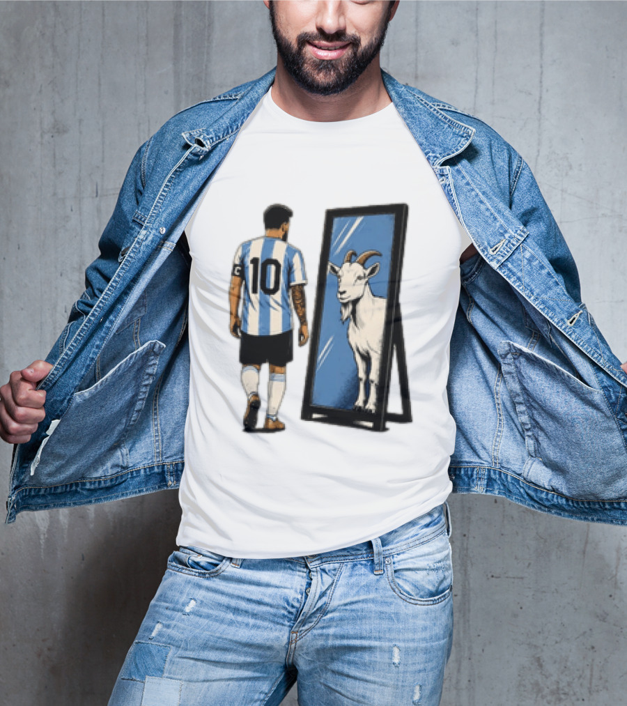 Messi Argentina 10 Reflecting GOAT Mirror Soccer T-Shirt
