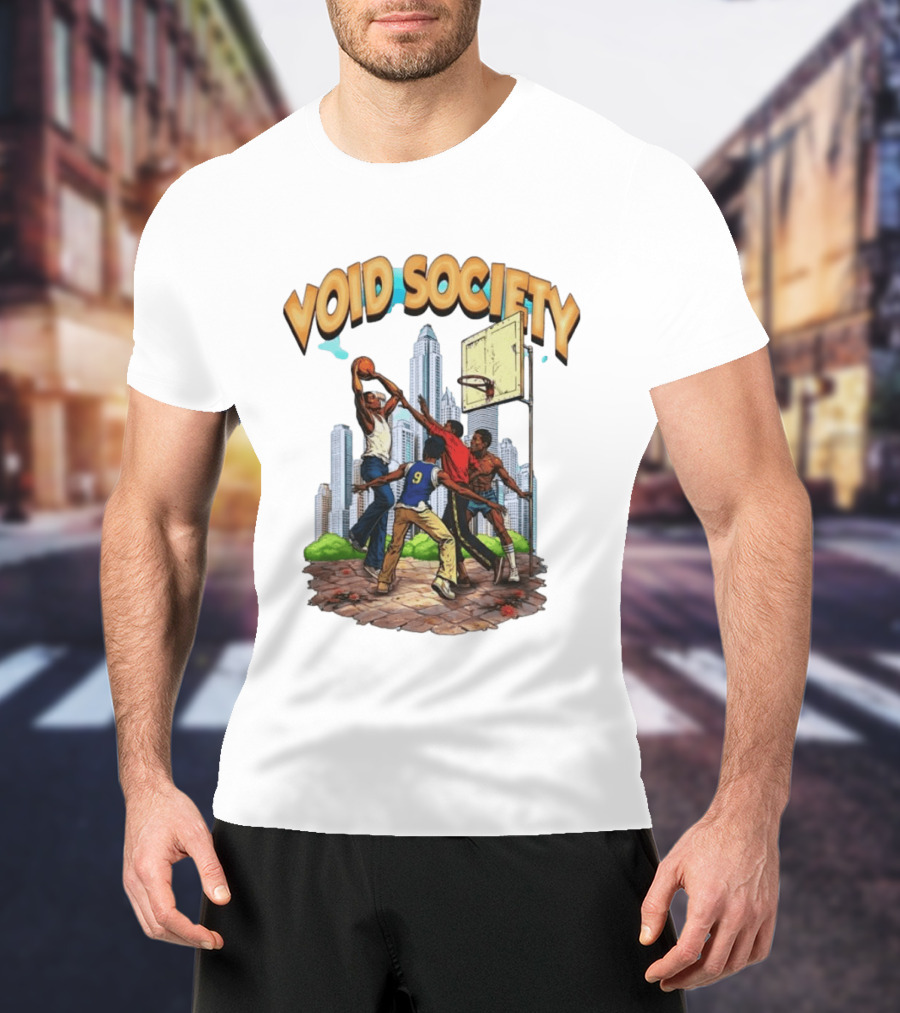 Void Society Urban Basketball Action Cityscape Players T-Shirt