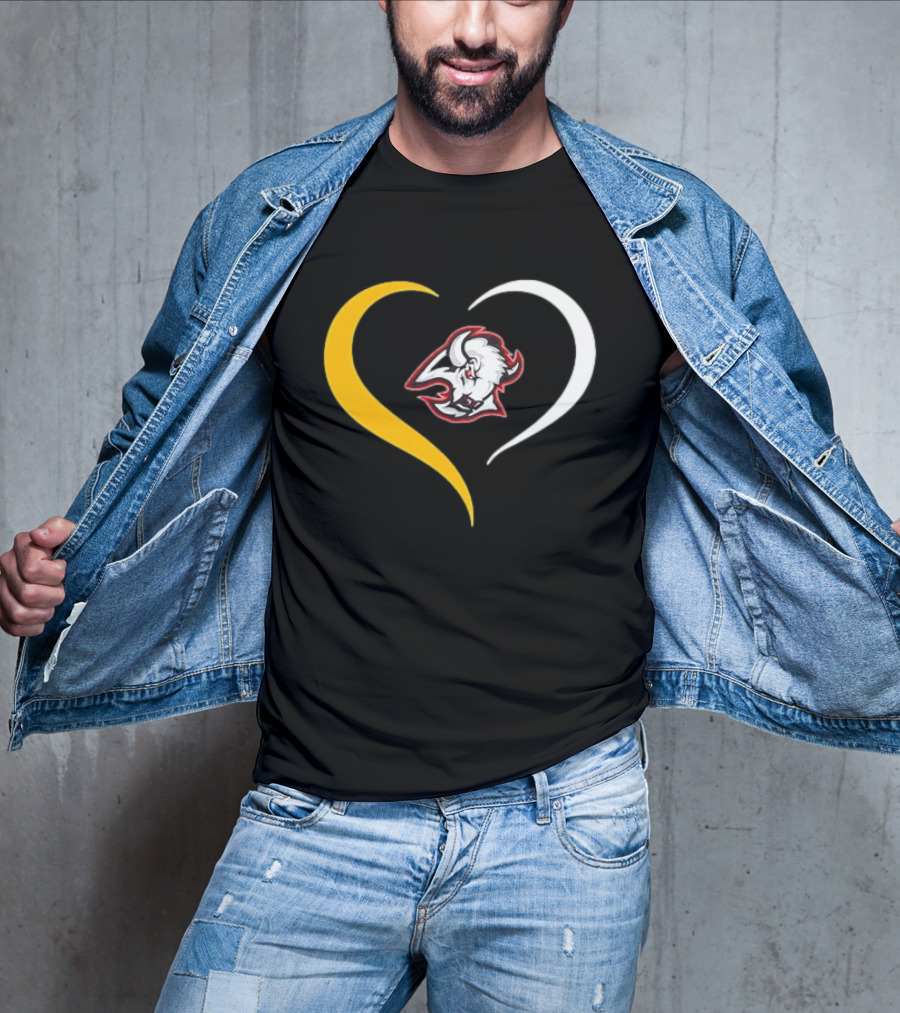 Buffalo Heart With Buffalo Head And Dual Heart T-Shirt