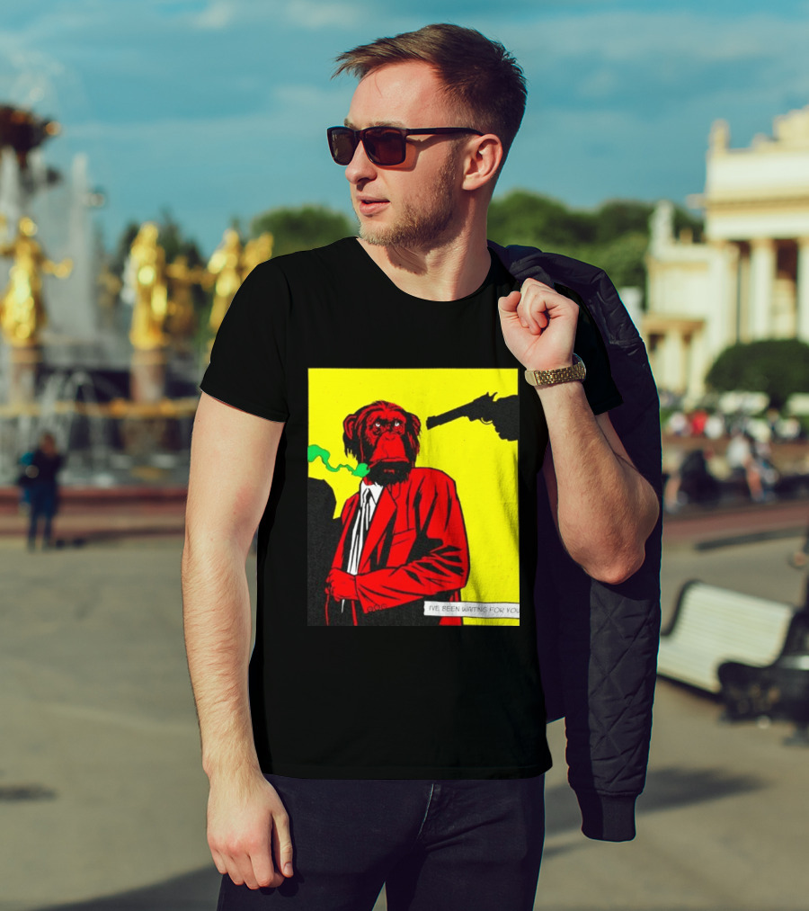 Chimpanzee Hitman Smoking Scene I've Been Waiting For You T-Shirt