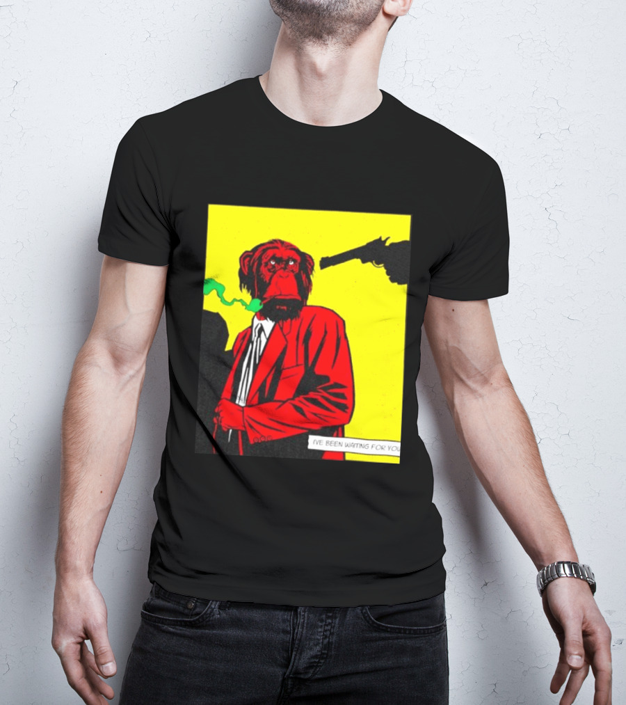 Chimpanzee Hitman Smoking Scene I've Been Waiting For You T-Shirt