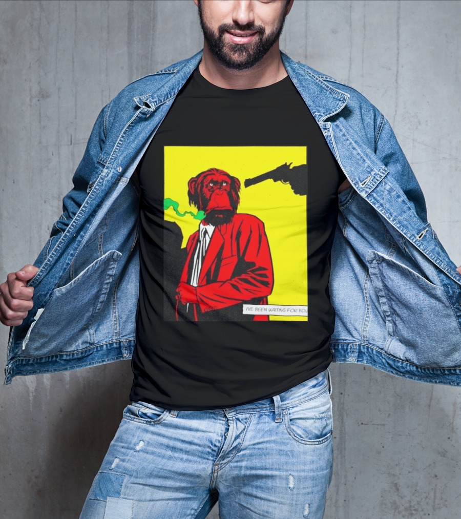 Chimpanzee Hitman Smoking Scene I've Been Waiting For You T-Shirt