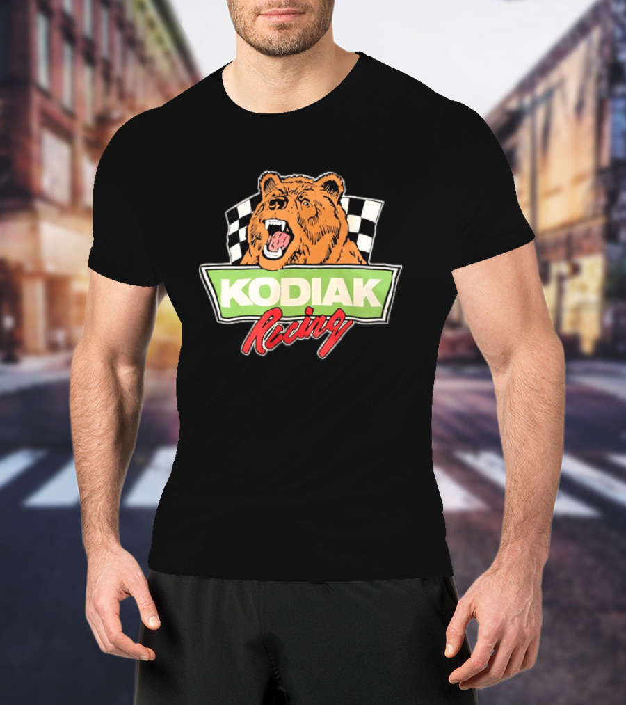 Kodiak Racing Bear Checkered Flag Motorsport T-Shirt