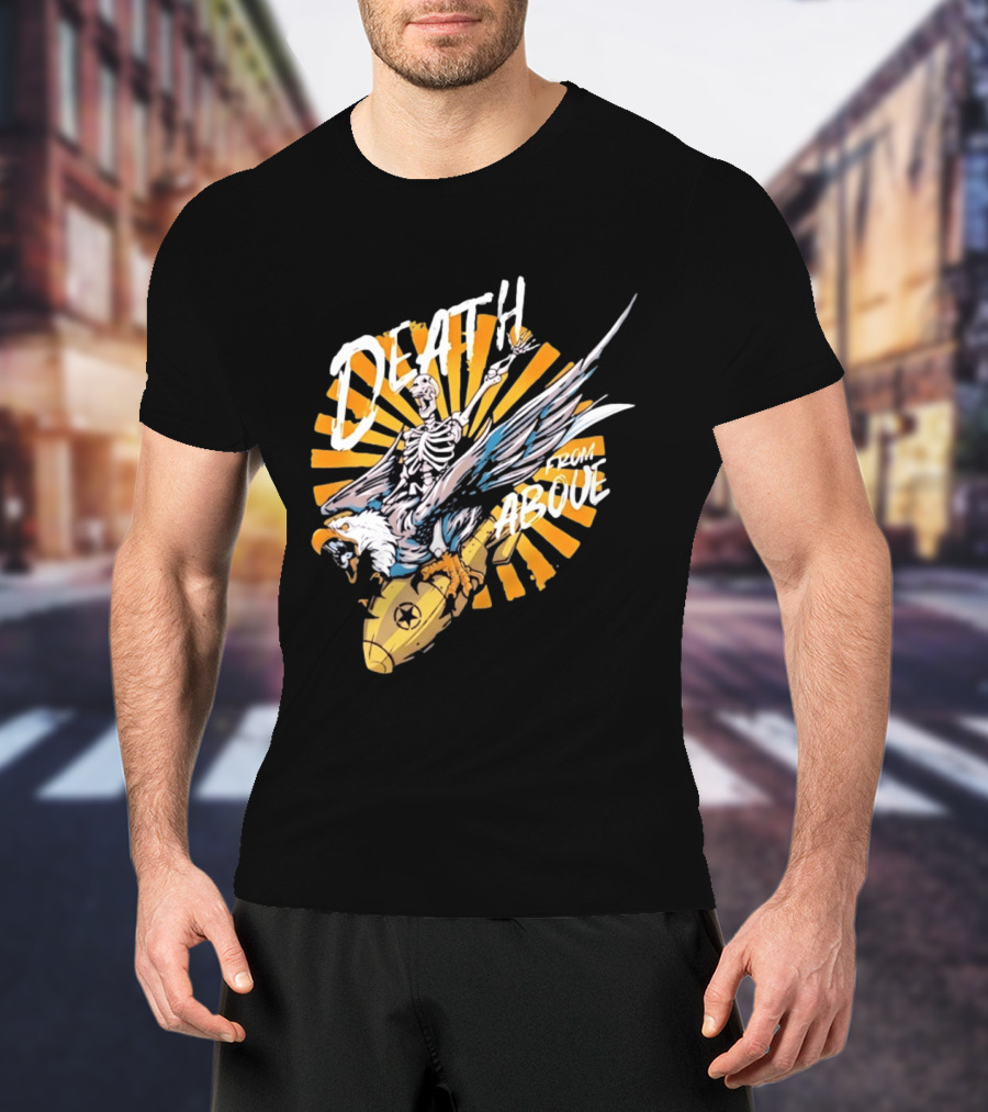 Skeleton Eagle Riding Bomb Death From Above T-Shirt