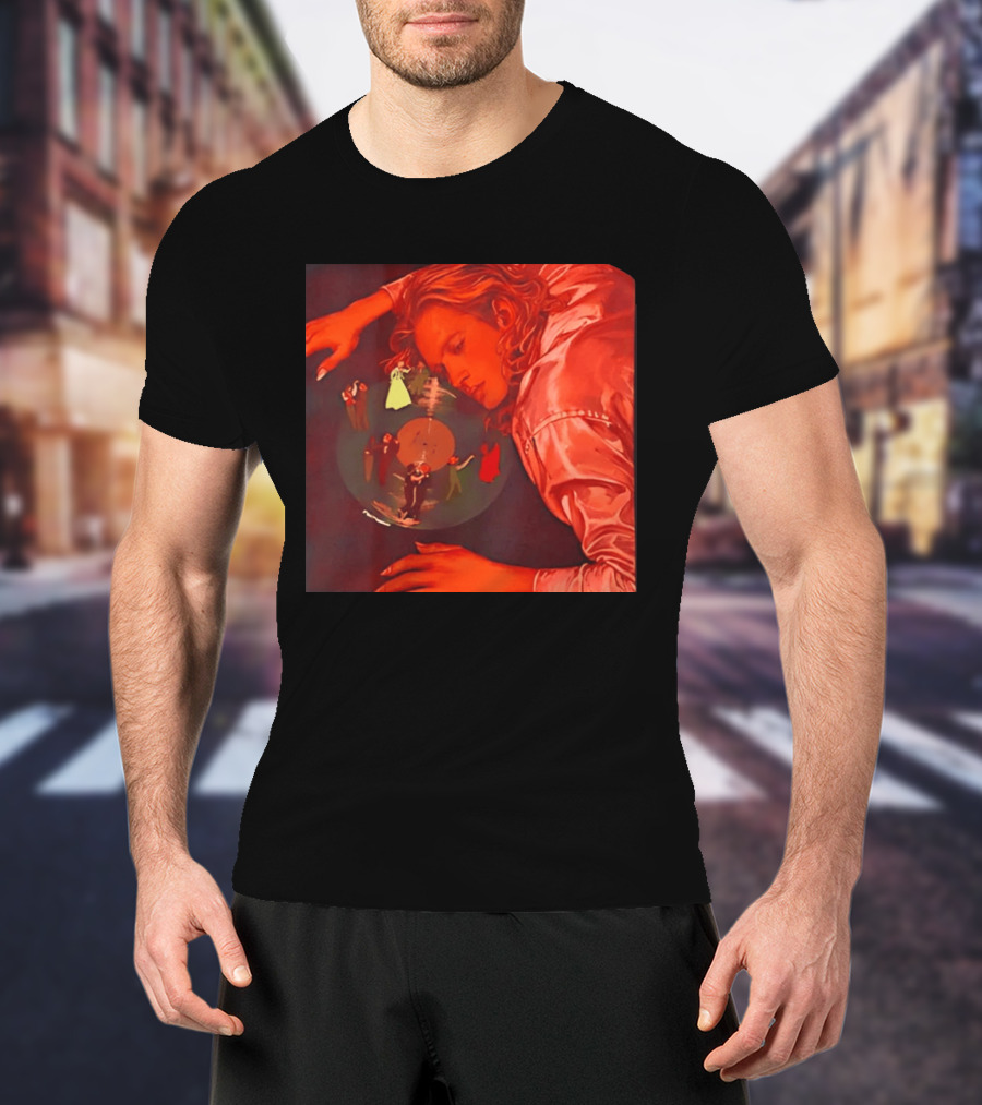 Vinyl Dreams Young Man Resting With Dancing Figures T-Shirt