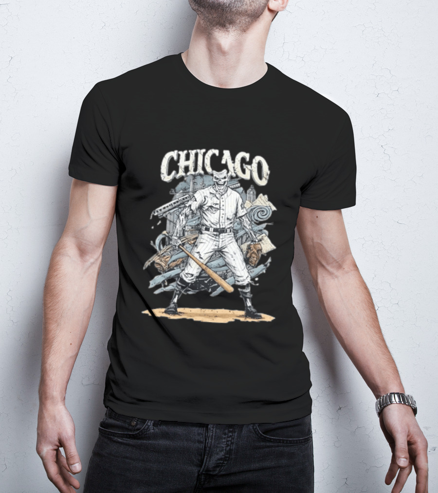 Chicago Zombie Baseball Player With Bat And Glove T-Shirt