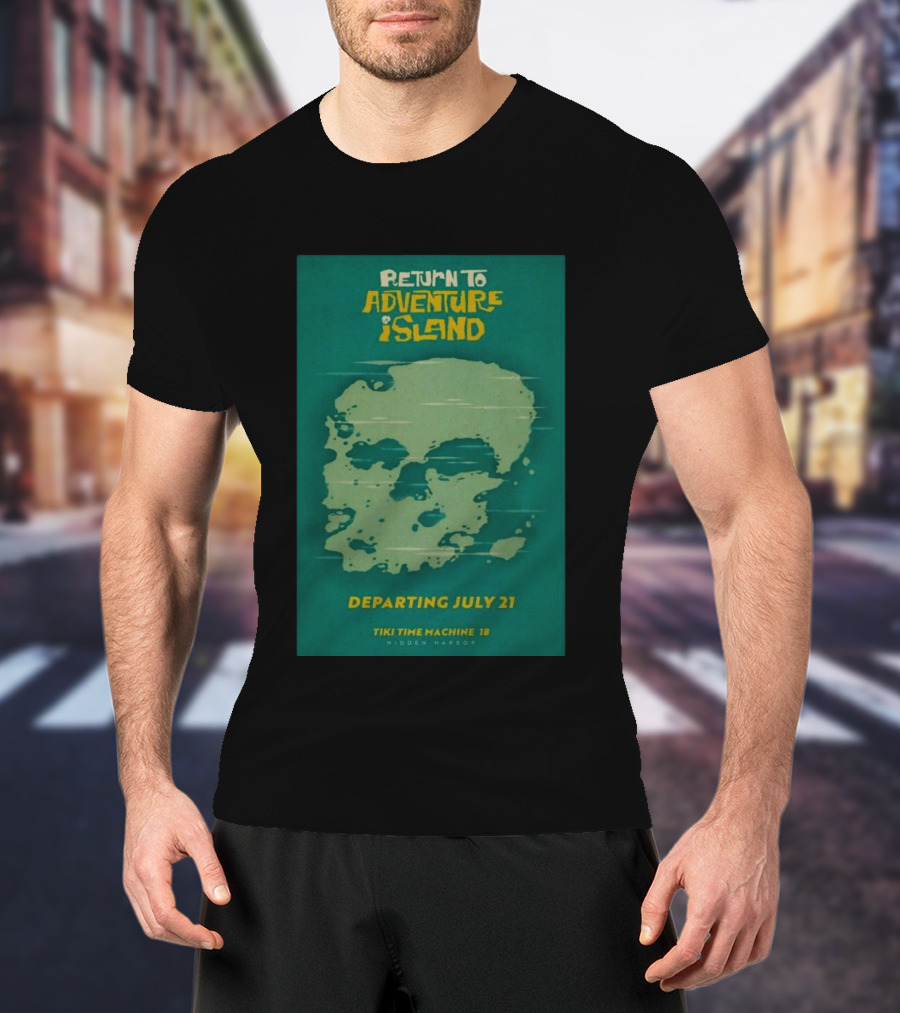 Return To Adventure Island Tiki Time Machine 18 Departing July 21 Hidden Harbor T-Shirt