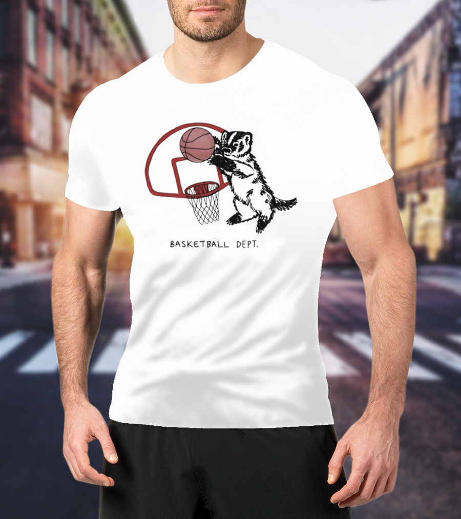 Basketball Dept Badger Dunking In Hoop T-Shirt
