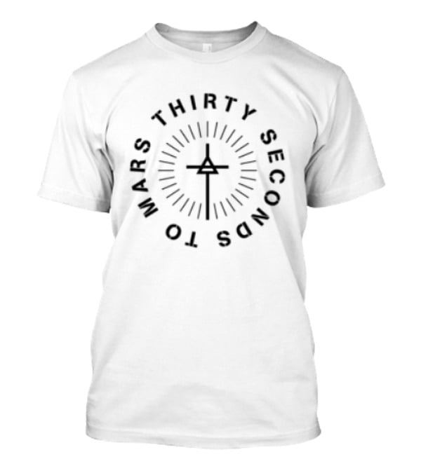 Thirty Seconds To Mars Circular Triad Symbol Graphic White T-Shirt