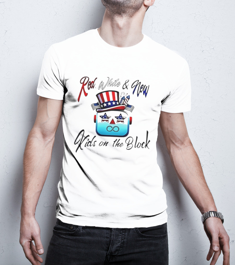 Red White And New Kids On The Block Patriotic Robot Fourth Of July T-Shirt
