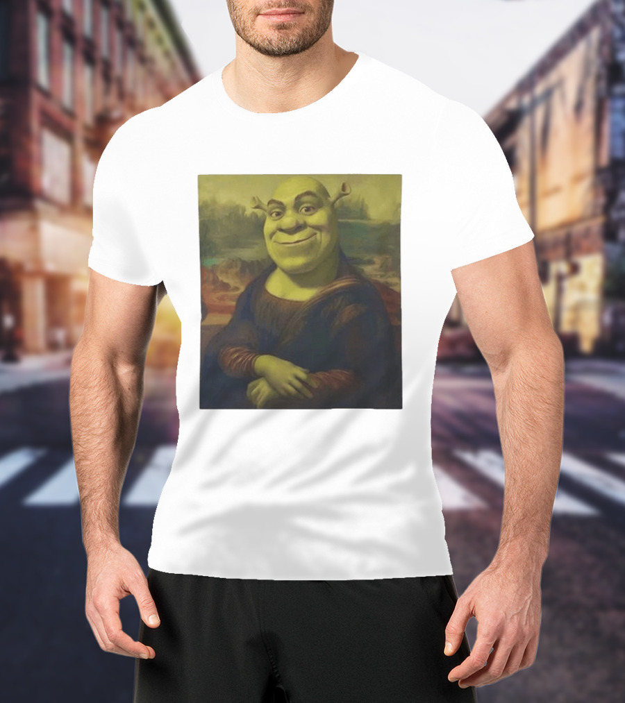Shrek Mona Lisa Crossover Painting T-Shirt