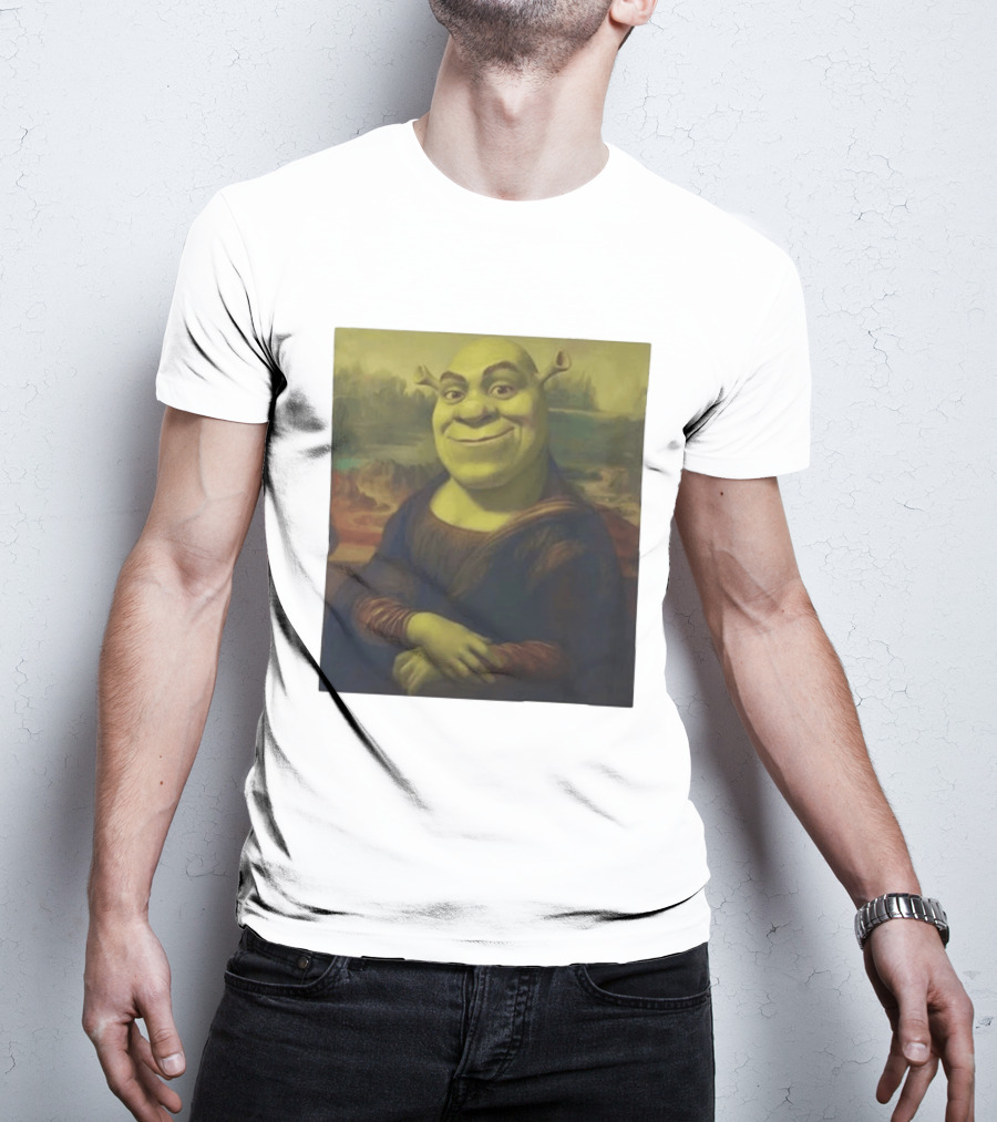 Shrek Mona Lisa Crossover Painting T-Shirt