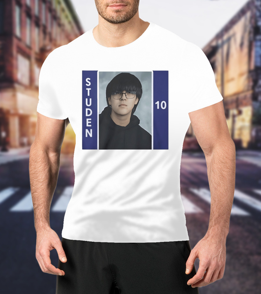 STUDEN 10 Blue And White Framed T-Shirt