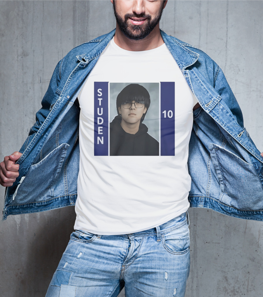 STUDEN 10 Blue And White Framed T-Shirt