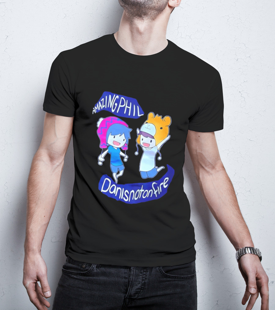 Amazing Phil Danisnotonfire Cartoon Characters Jumping T-Shirt
