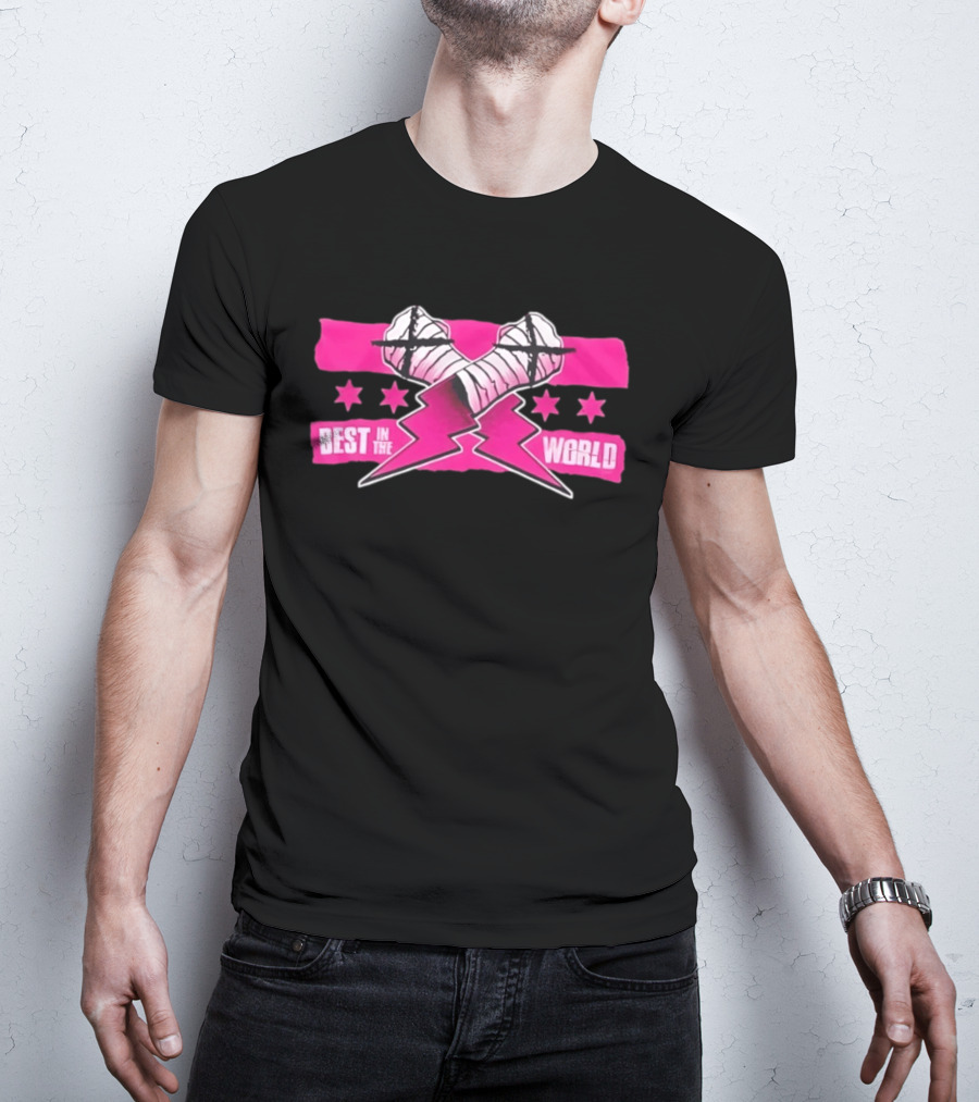 Best In The World CM Punk Crossed Bandaged Fists Lightning Bolt Stars T-Shirt