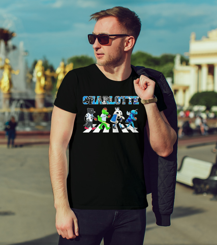 Charlotte Mascots Abbey Road Carolina Panthers Knights FC Hornets T-Shirt