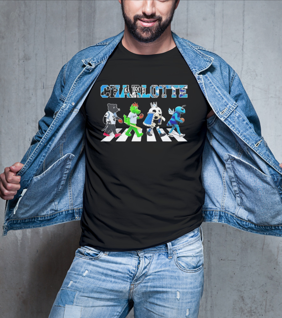 Charlotte Mascots Abbey Road Carolina Panthers Knights FC Hornets T-Shirt