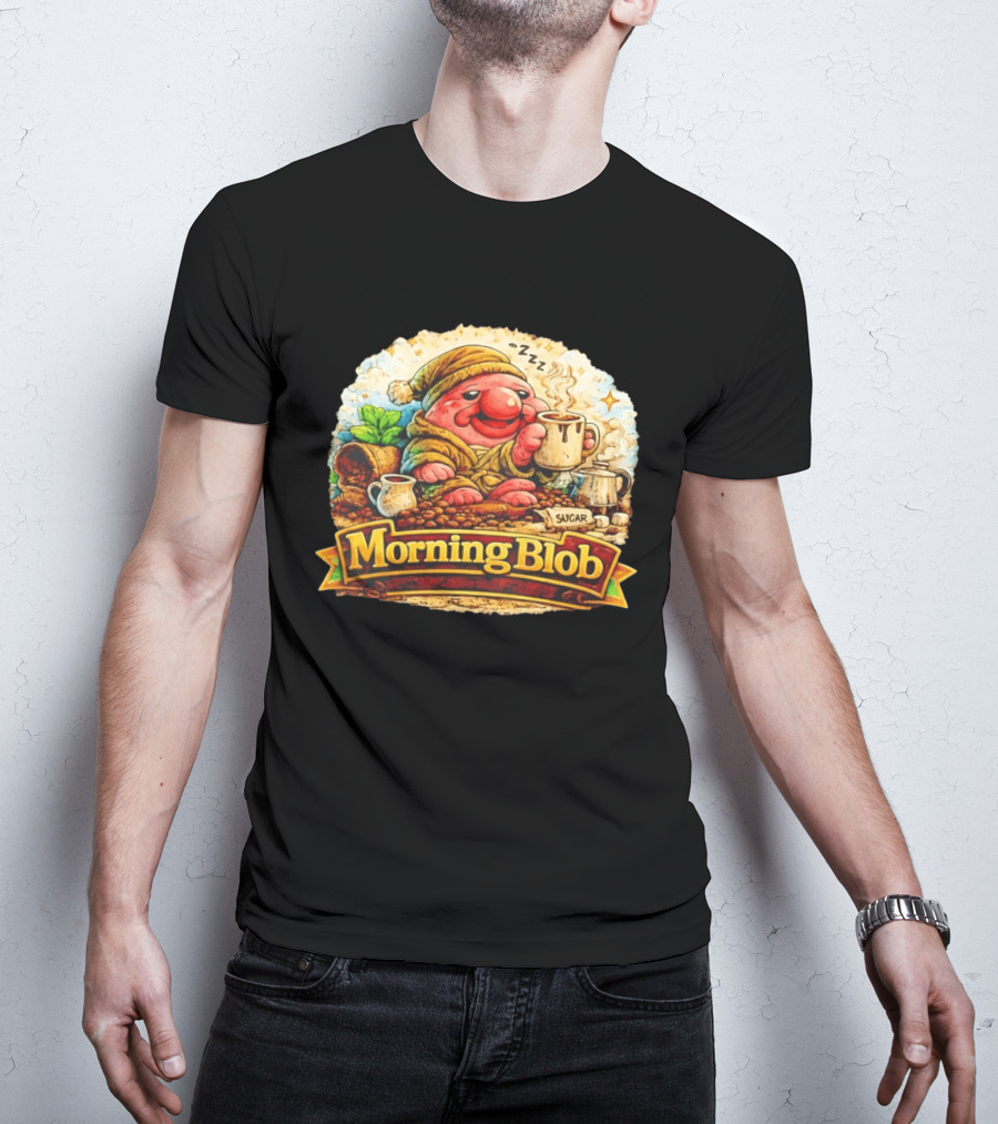 Cozy Morning Blob Coffee Drinker Sugar Delight Relaxation T-Shirt