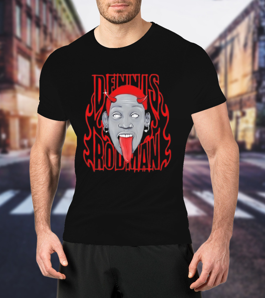 Dennis Rodman Red Horns Fire Flame T-Shirt