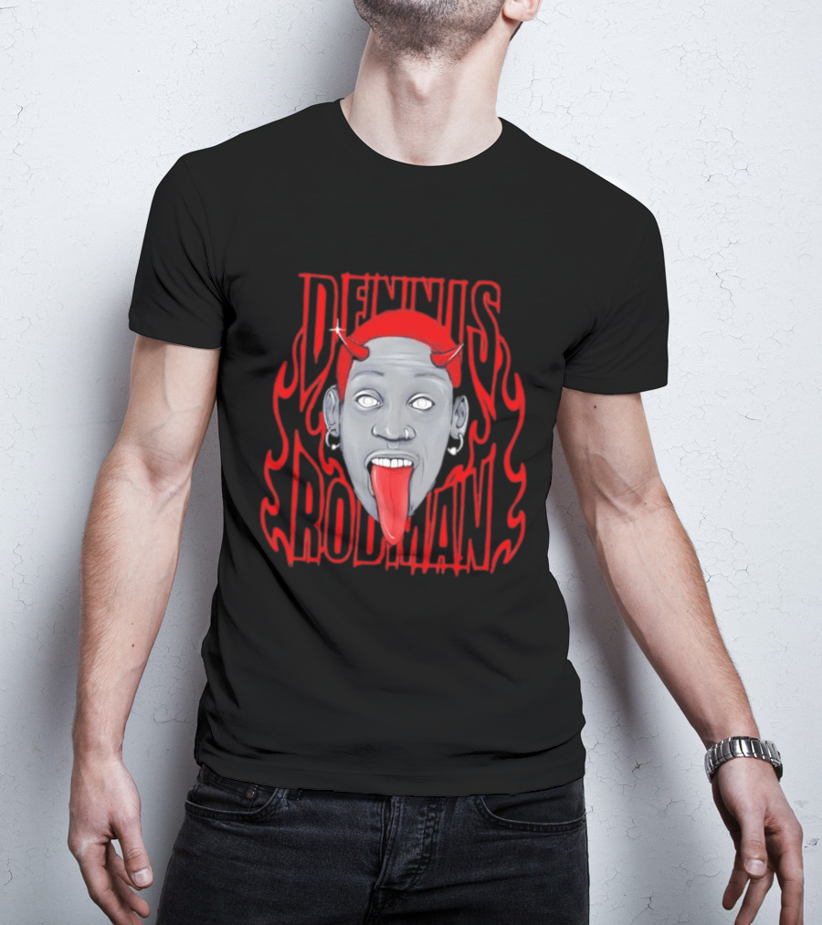 Dennis Rodman Red Horns Fire Flame T-Shirt